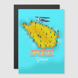 Spetses Greek Island map travel poster