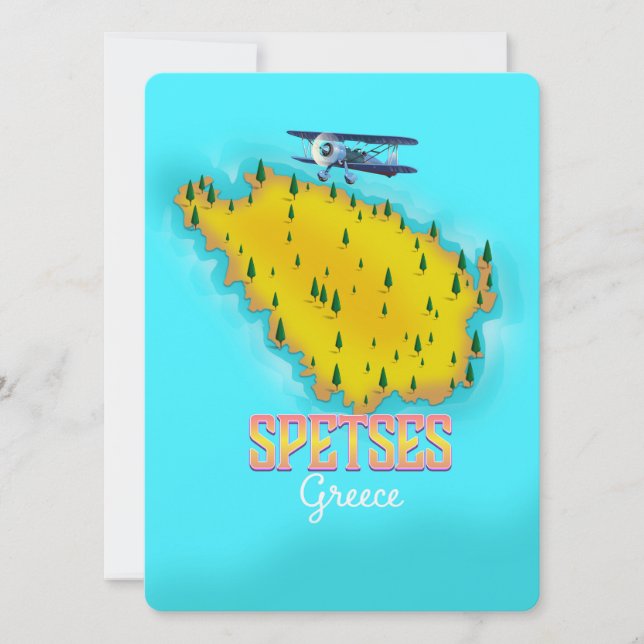 Spetses Greek Island map travel poster (Front)