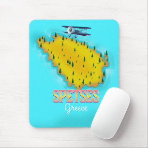 Spetses Greek Island map travel poster Mouse Mat
