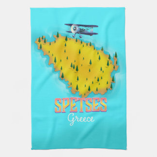Spetses Greek Island map travel poster Tea Towel