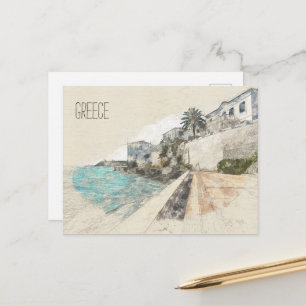 Spetses island, Greece   Travel Art Postcard