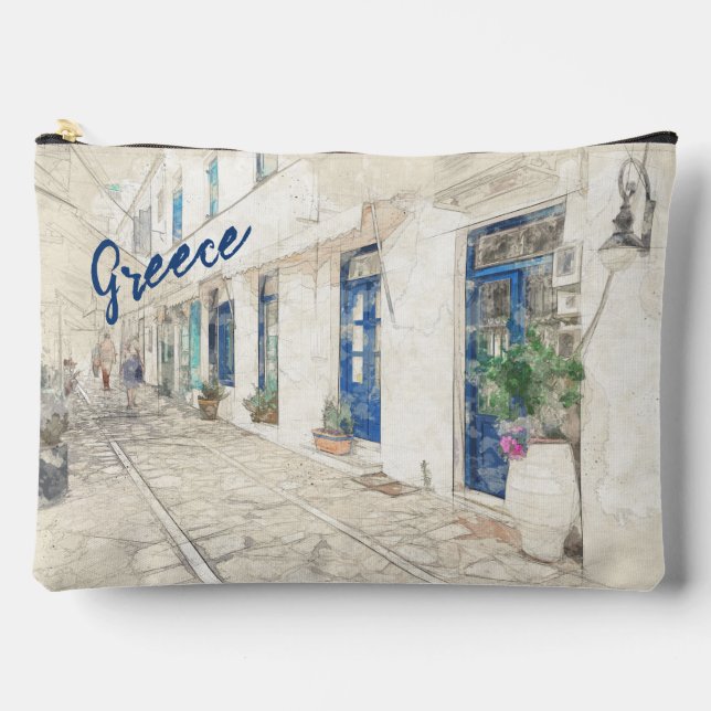 Spetses traditionally Greek streets Accessory Pouch (Front)