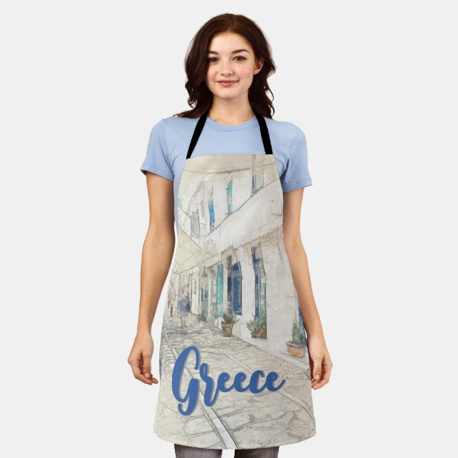 Spetses traditionally Greek streets, Greece Apron (Worn)