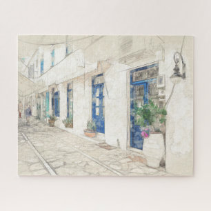 Spetses traditionally Greek streets, Greece Jigsaw Puzzle