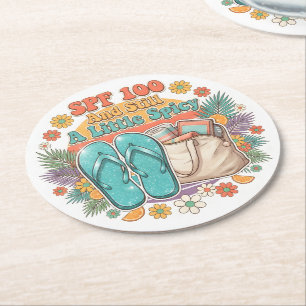 SPF 100 And Still A Little Spicy Round Paper Coaster