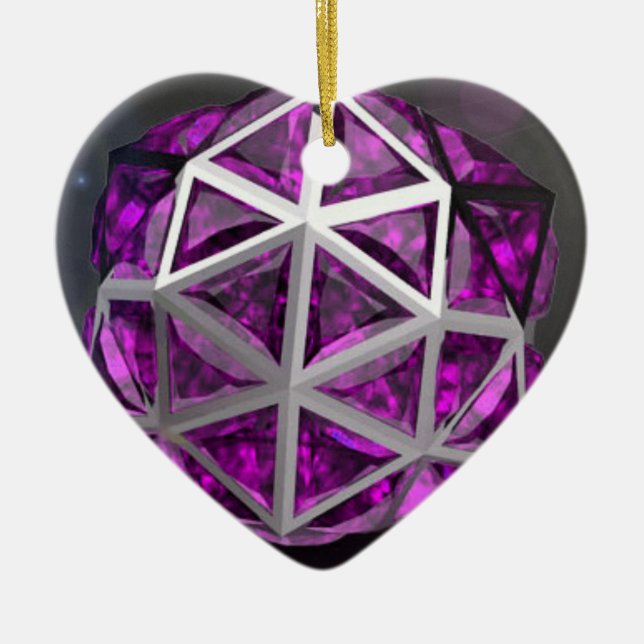 Sphere Amethyst Gemstone Purple Ceramic Tree Decoration (Front)