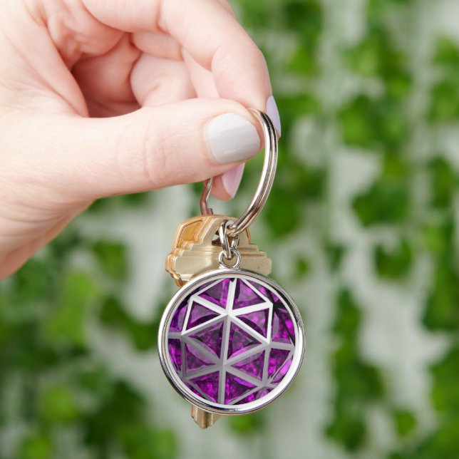 Sphere Amethyst Gemstone Purple Keychain (Hand)