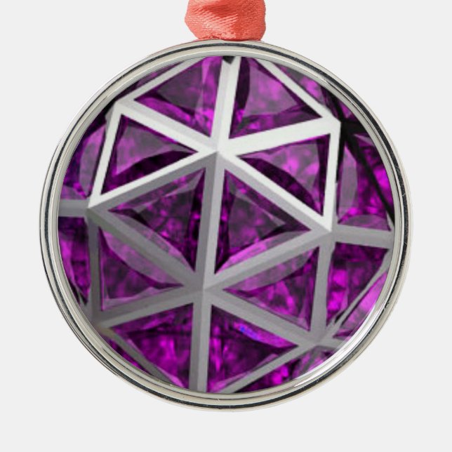 Sphere Amethyst Gemstone Purple Metal Tree Decoration (Front)