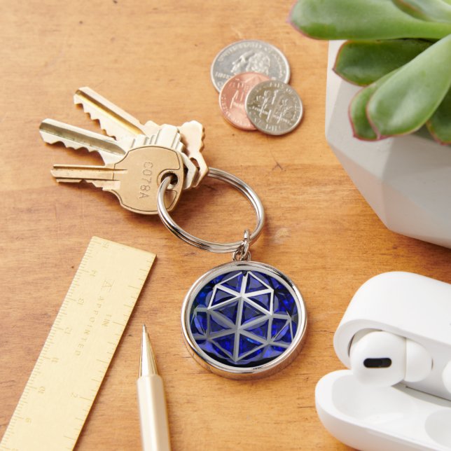 Sphere Blue Sapphire Gemstone Keychain (Desk)