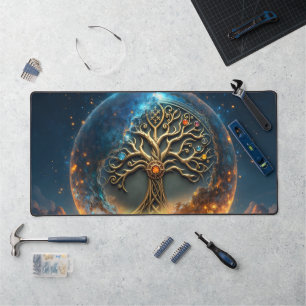 Sphere of Life – The Golden World Tree. Desk Mat