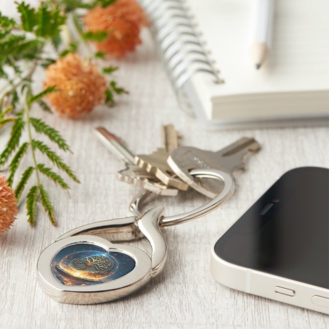 Sphere of Life – The Golden World Tree.  Key Ring (Side)