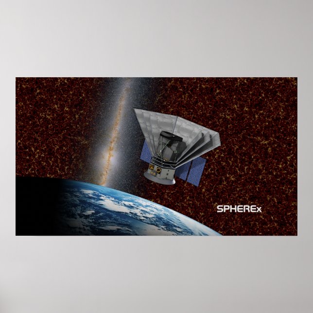 SPHEREx Galaxy Hunter Spacecraft Poster (Front)