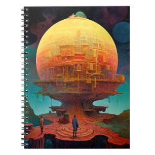 Spherical City Surreal Landscape Art Notebook