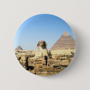 Sphinx and Pyramid 6 Cm Round Badge