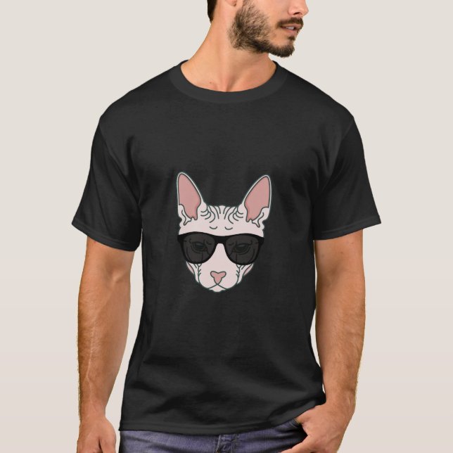 Sphinx Cat Black Sunglasses T-Shirt (Front)