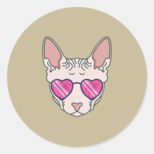 Sphinx Cat Pink Sunglasses Classic Round Sticker