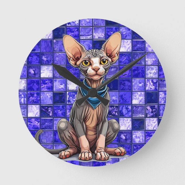 Sphinx cat round clock (Front)
