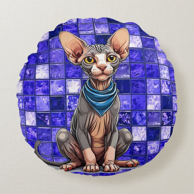 Sphinx cat round cushion (Front)