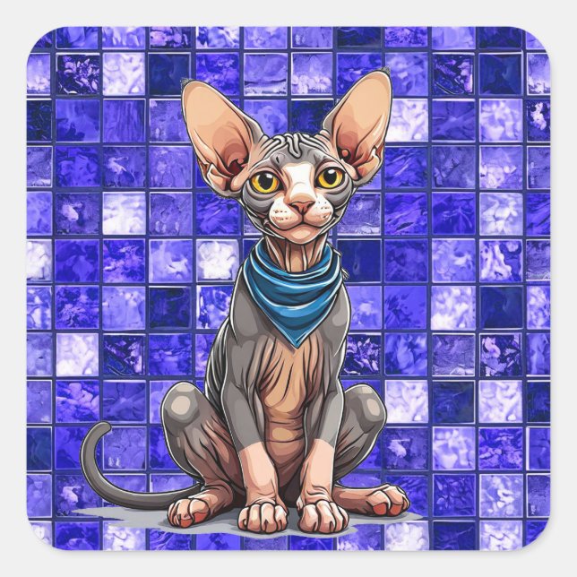Sphinx cat square sticker (Front)