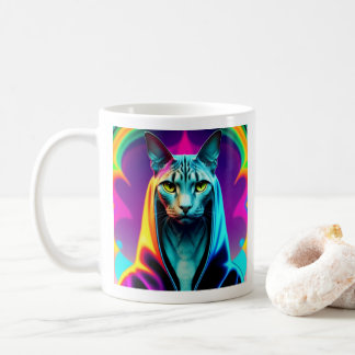 Sphinx cat, street art, colourful coffee mug