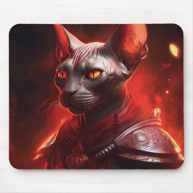 Sphinx Cat Warrior From Another Galaxy Mouse Mat (Front)
