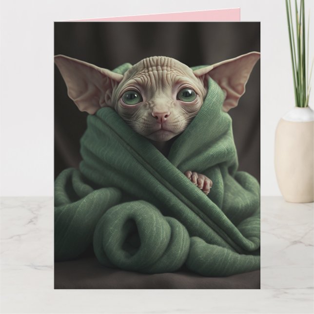 SPHINX CUTE HAIRLESS CAT BIG VALENTINE'S DAY CARD (Front)