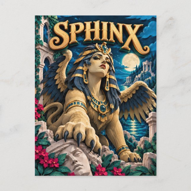 Sphinx, Paper Cut Monster Postcard (Front)