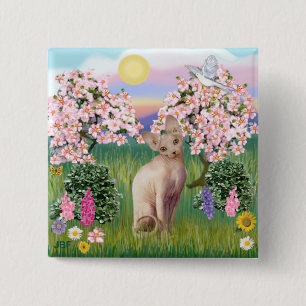 Sphynx Cat 1- Blossoms 15 Cm Square Badge