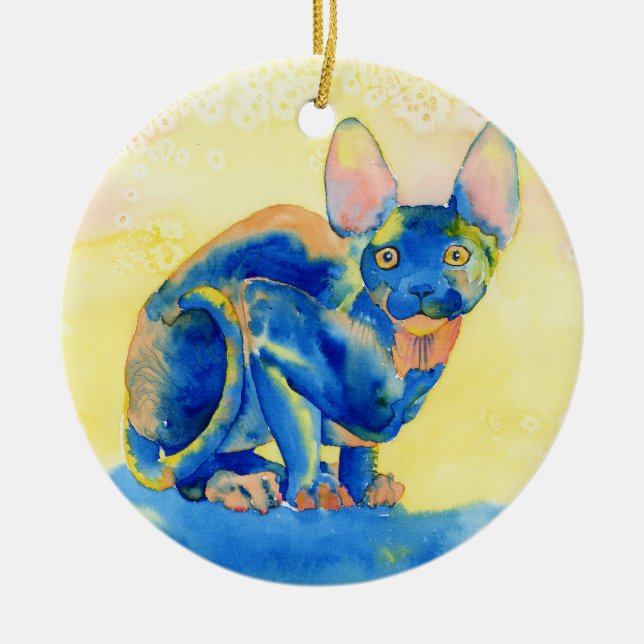 Sphynx Cat #1 Ceramic Tree Decoration (Front)