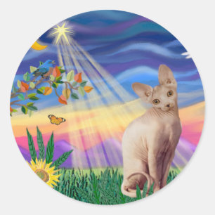 Sphynx Cat 1 - Twilight Classic Round Sticker