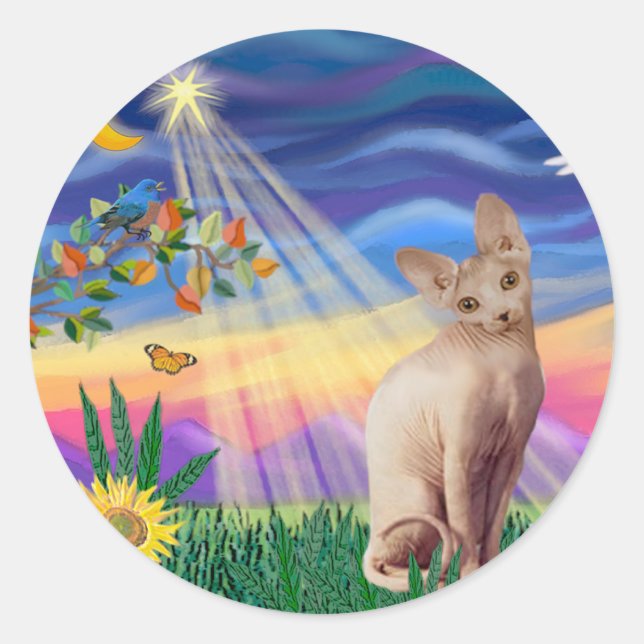 Sphynx Cat 1 - Twilight Classic Round Sticker (Front)