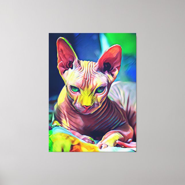 Sphynx Cat Abstract Painting Canvas Print (Front)