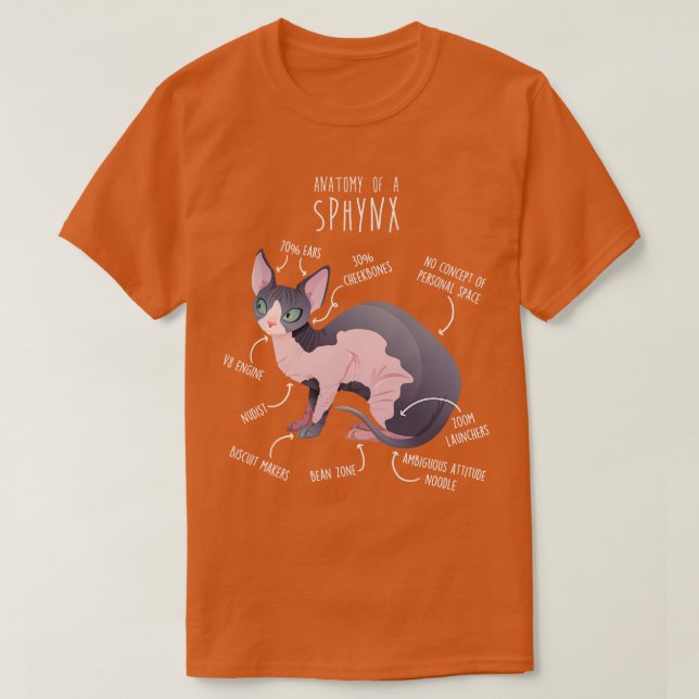 Sphynx Cat Anatomy 2 T-Shirt (Design Front)