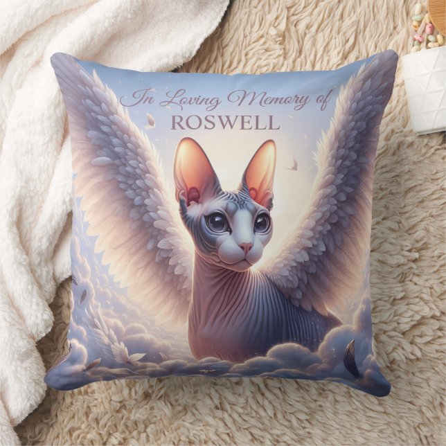Sphynx Cat Angel Pet Loss Memorial Sympathy Gift Cushion (Blanket)