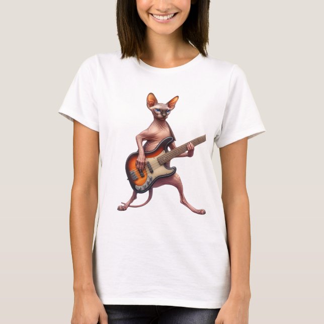 Sphynx Cat Bass Guitar Musician Women's T-shirt (Front)