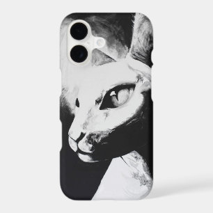 Sphynx Cat Black White Contrast Hairless Kitty Art