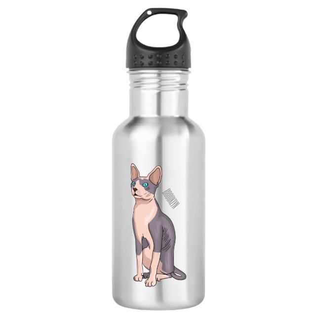 Sphynx cat cartoon illustration 532 ml water bottle (Front)