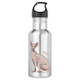 Sphynx cat cartoon illustration  532 ml water bottle