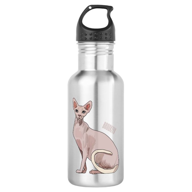 Sphynx cat cartoon illustration  532 ml water bottle (Front)