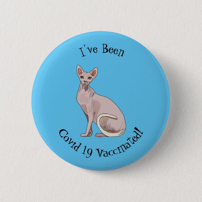 Sphynx cat cartoon illustration 6 cm round badge (Front)