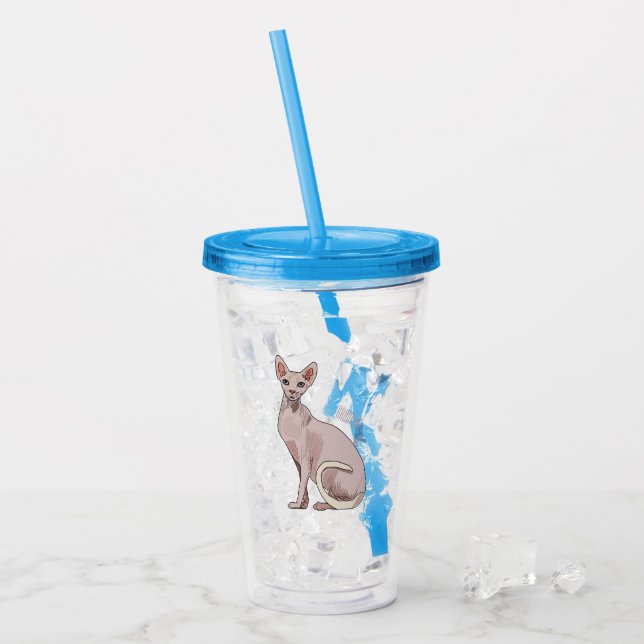 Sphynx cat cartoon illustration  acrylic tumbler (Front Ice)