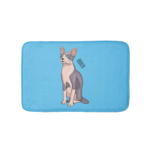 Sphynx cat cartoon illustration bath mat