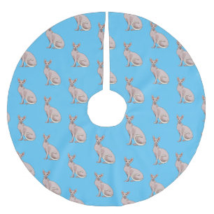 Sphynx cat cartoon illustration  brushed polyester tree skirt