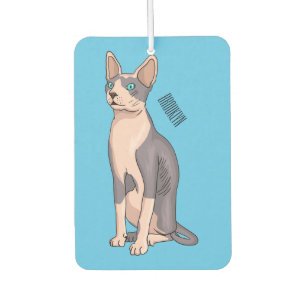 Sphynx cat cartoon illustration car air freshener