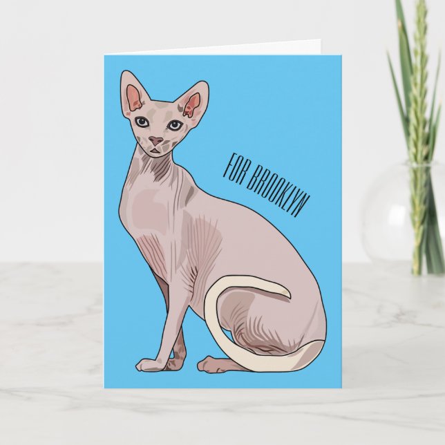 Sphynx cat cartoon illustration  card (Front)