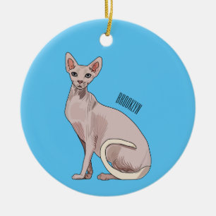 Sphynx cat cartoon illustration ceramic tree decoration