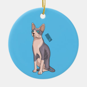 Sphynx cat cartoon illustration ceramic tree decoration