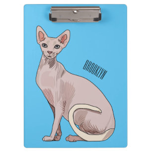Sphynx cat cartoon illustration clipboard
