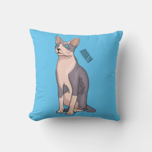 Sphynx cat cartoon illustration cushion