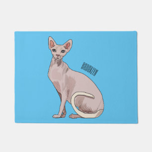Sphynx cat cartoon illustration  doormat